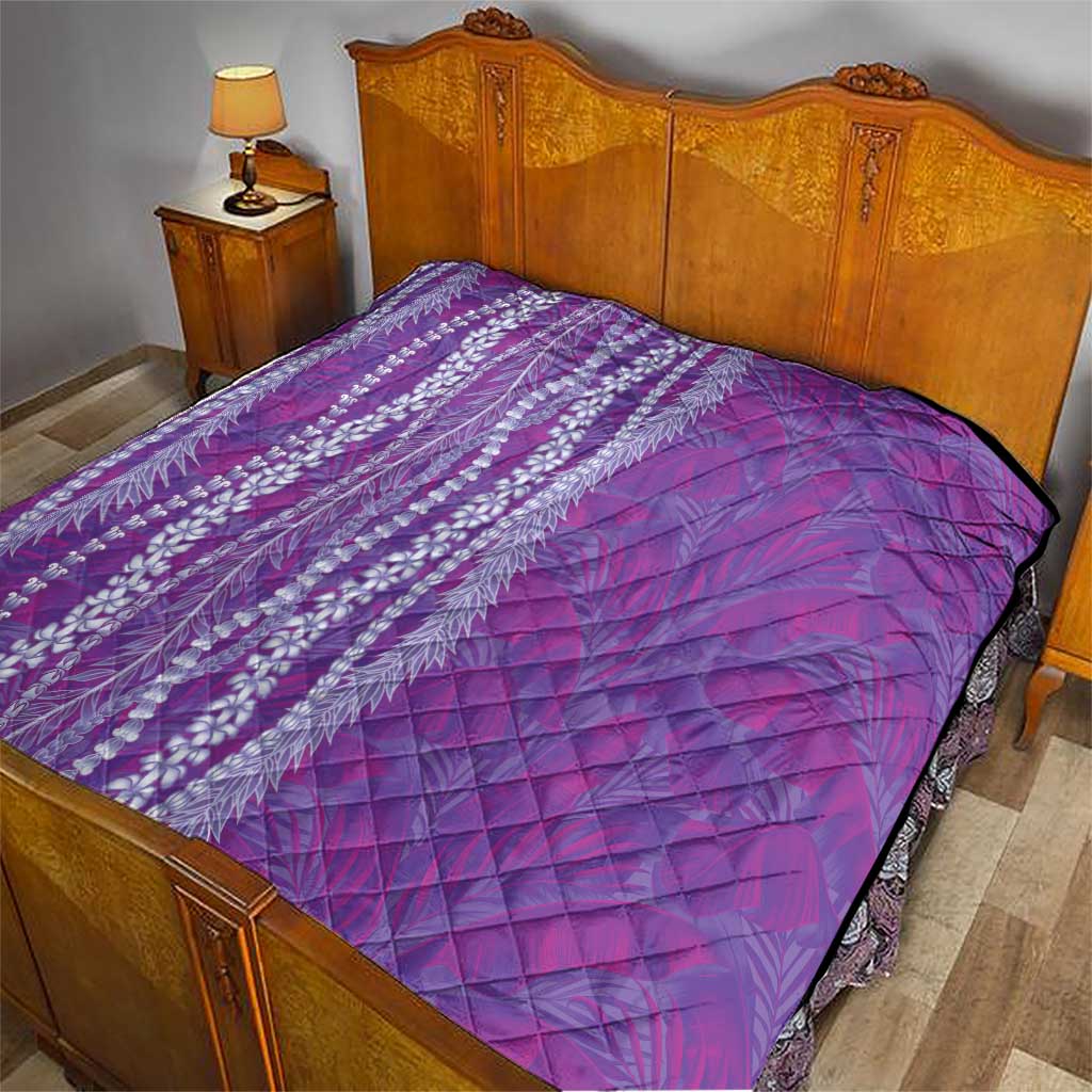 Hawaii Prince Kuhio Quilt Violet Hawaiian Lau Maia With Leis LT05 - Polynesian Pride