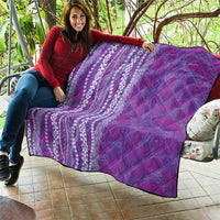 Hawaii Prince Kuhio Quilt Violet Hawaiian Lau Maia With Leis LT05 - Polynesian Pride