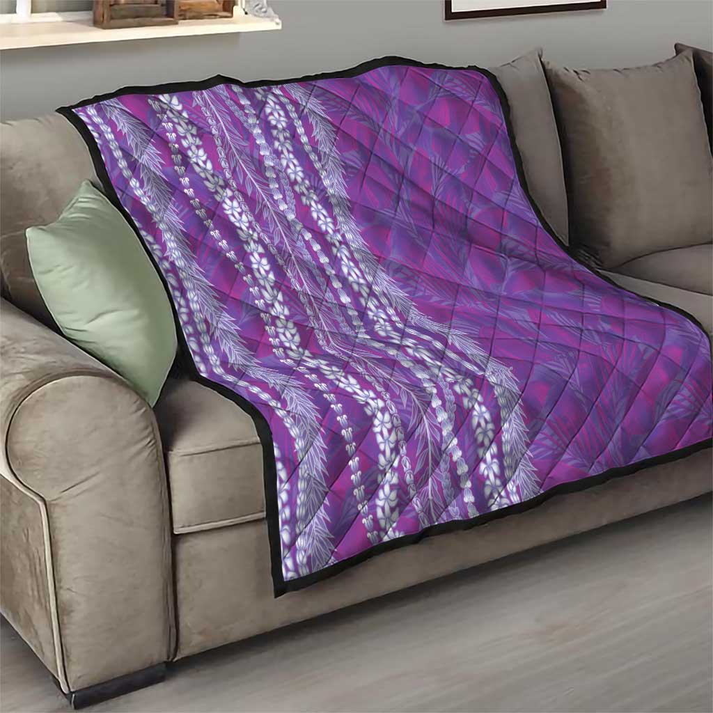 Hawaii Prince Kuhio Quilt Violet Hawaiian Lau Maia With Leis LT05 - Polynesian Pride