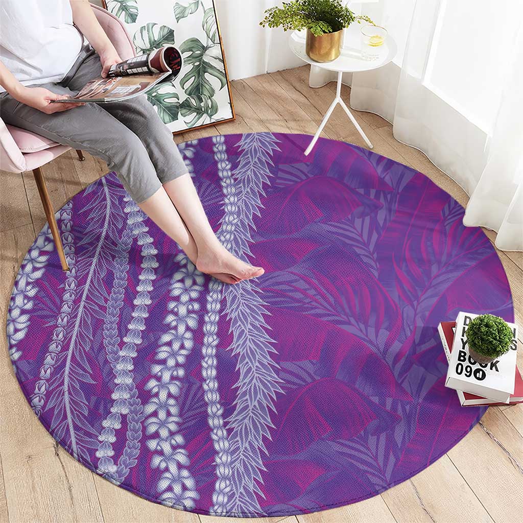 Hawaii Prince Kuhio Round Carpet Violet Hawaiian Lau Maia With Leis LT05 - Polynesian Pride