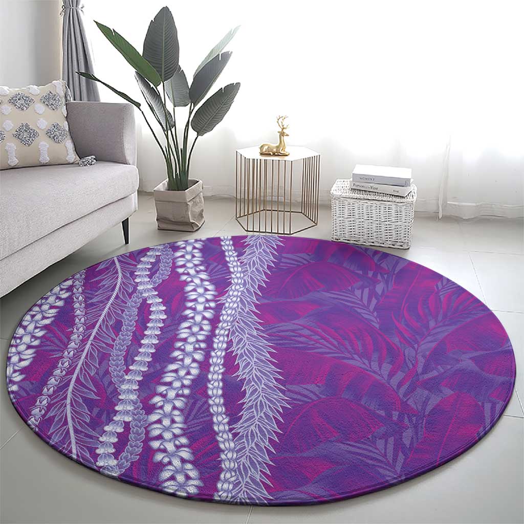 Hawaii Prince Kuhio Round Carpet Violet Hawaiian Lau Maia With Leis LT05 - Polynesian Pride