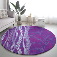 Hawaii Prince Kuhio Round Carpet Violet Hawaiian Lau Maia With Leis LT05 - Polynesian Pride