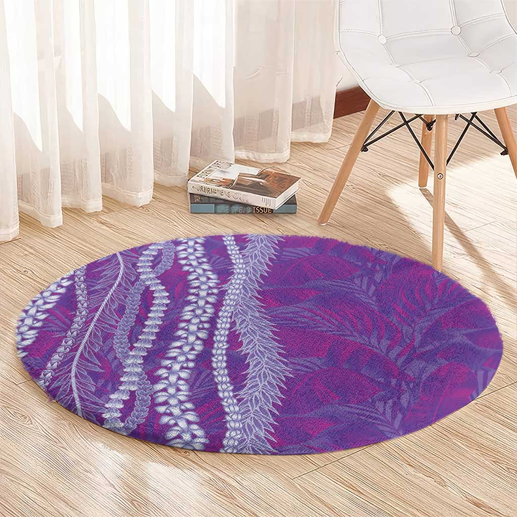 Hawaii Prince Kuhio Round Carpet Violet Hawaiian Lau Maia With Leis LT05 - Polynesian Pride