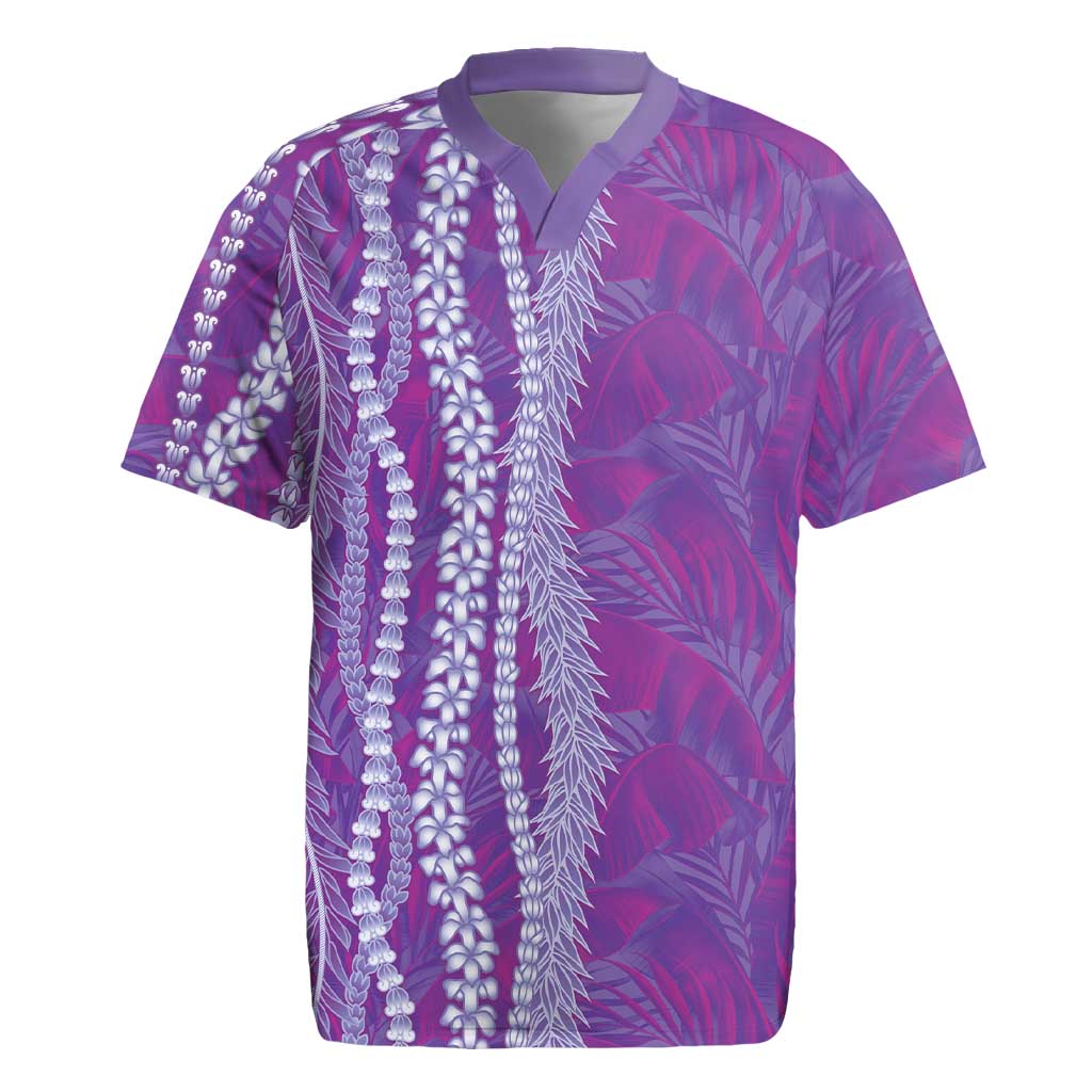 Hawaii Prince Kuhio Rugby Jersey Violet Hawaiian Lau Maia With Leis