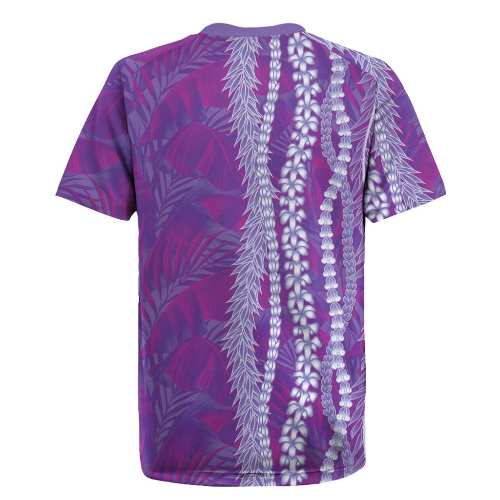 Hawaii Prince Kuhio Rugby Jersey Violet Hawaiian Lau Maia With Leis LT05 - Polynesian Pride