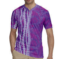 Hawaii Prince Kuhio Rugby Jersey Violet Hawaiian Lau Maia With Leis LT05 - Polynesian Pride