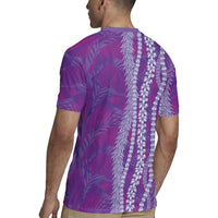Hawaii Prince Kuhio Rugby Jersey Violet Hawaiian Lau Maia With Leis LT05 - Polynesian Pride