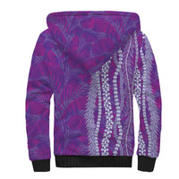 Hawaii Prince Kuhio Sherpa Hoodie Violet Hawaiian Lau Maia With Leis