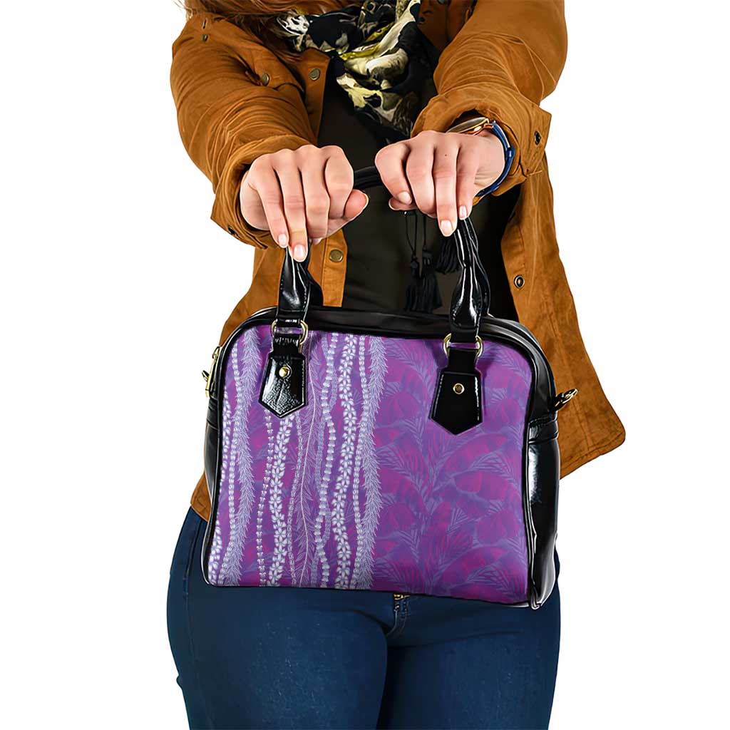 Hawaii Prince Kuhio Shoulder Handbag Violet Hawaiian Lau Maia With Leis LT05 One Size Violet - Polynesian Pride