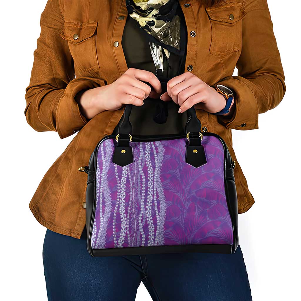 Hawaii Prince Kuhio Shoulder Handbag Violet Hawaiian Lau Maia With Leis LT05 - Polynesian Pride
