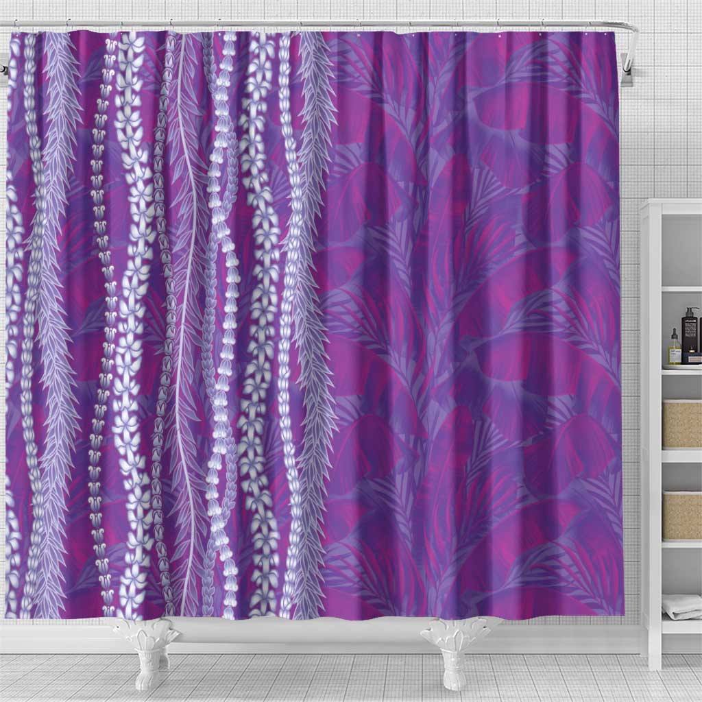 Hawaii Prince Kuhio Shower Curtain Violet Hawaiian Lau Maia With Leis LT05 - Polynesian Pride