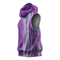 Hawaii Prince Kuhio Sleeveless Hoodie Violet Hawaiian Lau Maia With Leis LT05 - Polynesian Pride