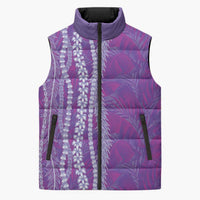 Hawaii Prince Kuhio Sleeveless Puffer Jacket Violet Hawaiian Lau Maia With Leis LT05 Unisex Violet - Polynesian Pride