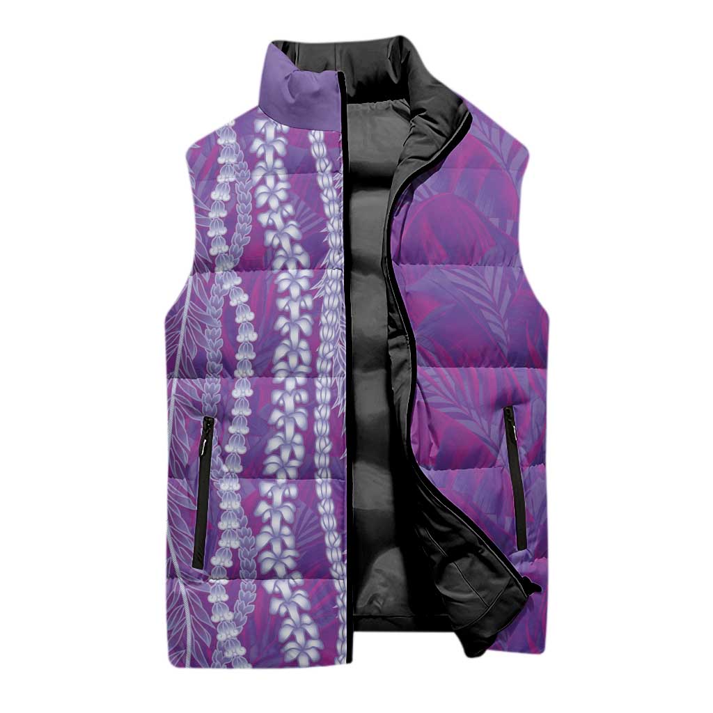 Hawaii Prince Kuhio Sleeveless Puffer Jacket Violet Hawaiian Lau Maia With Leis LT05 - Polynesian Pride