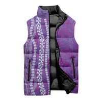 Hawaii Prince Kuhio Sleeveless Puffer Jacket Violet Hawaiian Lau Maia With Leis LT05 - Polynesian Pride