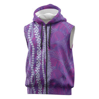Hawaii Prince Kuhio Sleeveless Zip Hoodie Violet Hawaiian Lau Maia With Leis LT05 Violet - Polynesian Pride