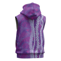 Hawaii Prince Kuhio Sleeveless Zip Hoodie Violet Hawaiian Lau Maia With Leis LT05 - Polynesian Pride
