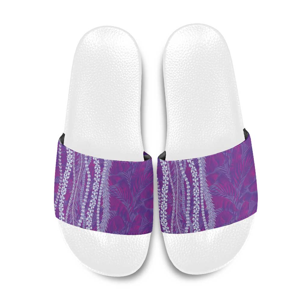 Hawaii Prince Kuhio Slide Sandals Violet Hawaiian Lau Maia With Leis LT05 Violet - Polynesian Pride