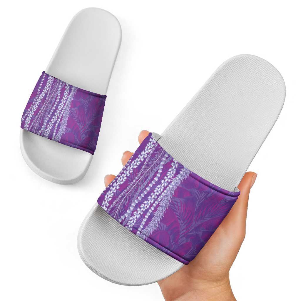 Hawaii Prince Kuhio Slide Sandals Violet Hawaiian Lau Maia With Leis LT05 - Polynesian Pride