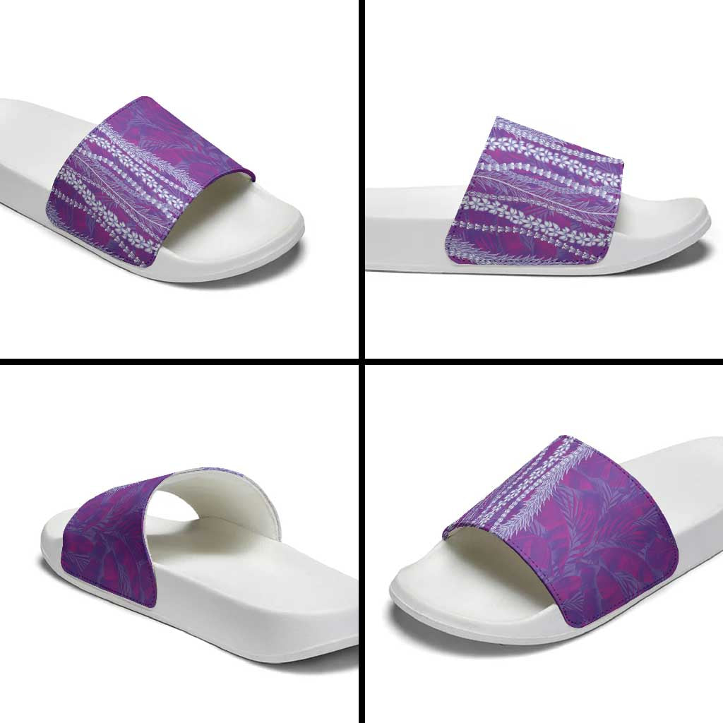 Hawaii Prince Kuhio Slide Sandals Violet Hawaiian Lau Maia With Leis LT05 - Polynesian Pride