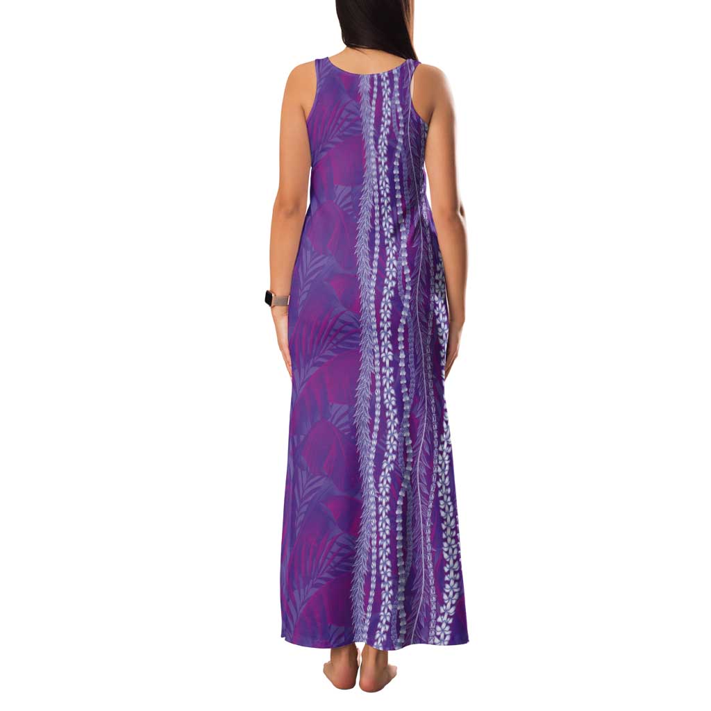 Hawaii Prince Kuhio Tank Maxi Dress Violet Hawaiian Lau Maia With Leis LT05 - Polynesian Pride