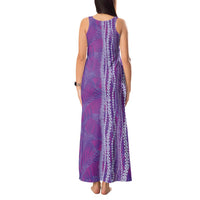 Hawaii Prince Kuhio Tank Maxi Dress Violet Hawaiian Lau Maia With Leis LT05 - Polynesian Pride