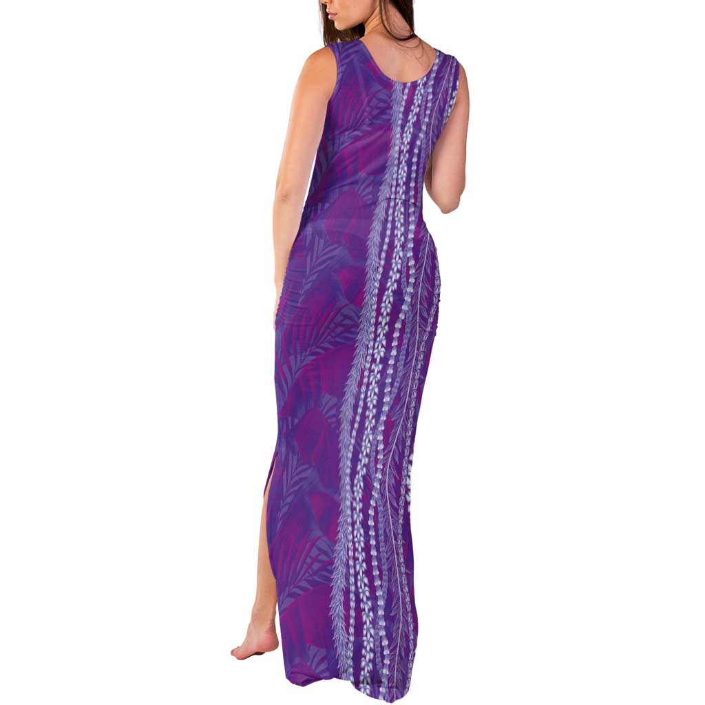 Hawaii Prince Kuhio Tank Maxi Dress Violet Hawaiian Lau Maia With Leis LT05 - Polynesian Pride