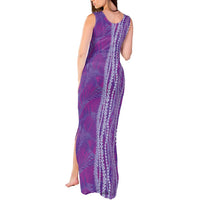 Hawaii Prince Kuhio Tank Maxi Dress Violet Hawaiian Lau Maia With Leis LT05 - Polynesian Pride