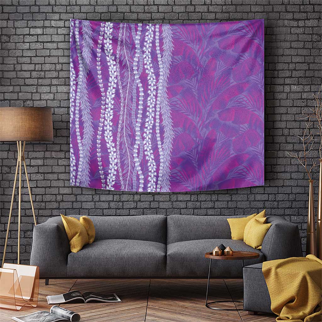 Hawaii Prince Kuhio Tapestry Violet Hawaiian Lau Maia With Leis LT05 Violet - Polynesian Pride