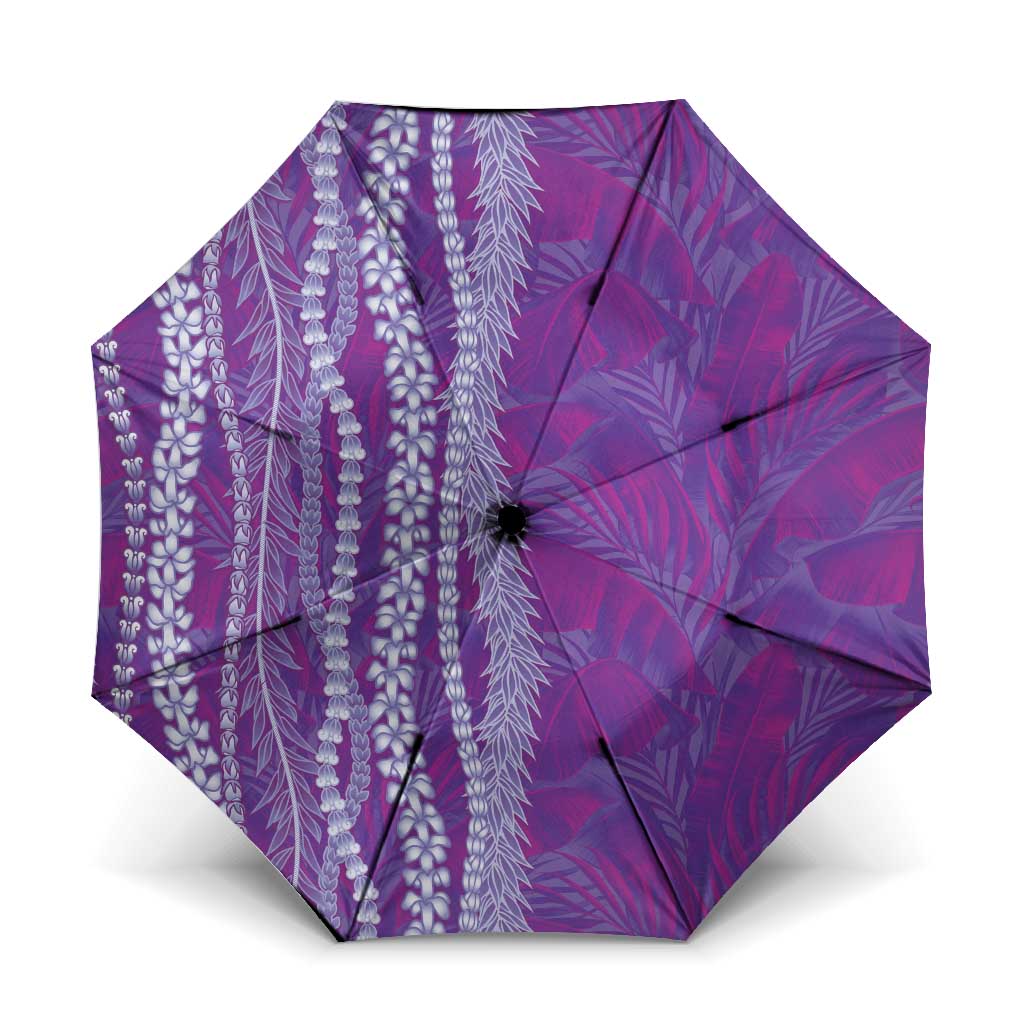 Hawaii Prince Kuhio Umbrella Violet Hawaiian Lau Maia With Leis LT05 One Size Folded 11.42 inch Opened Diameter 37.4 inch Violet - Polynesian Pride