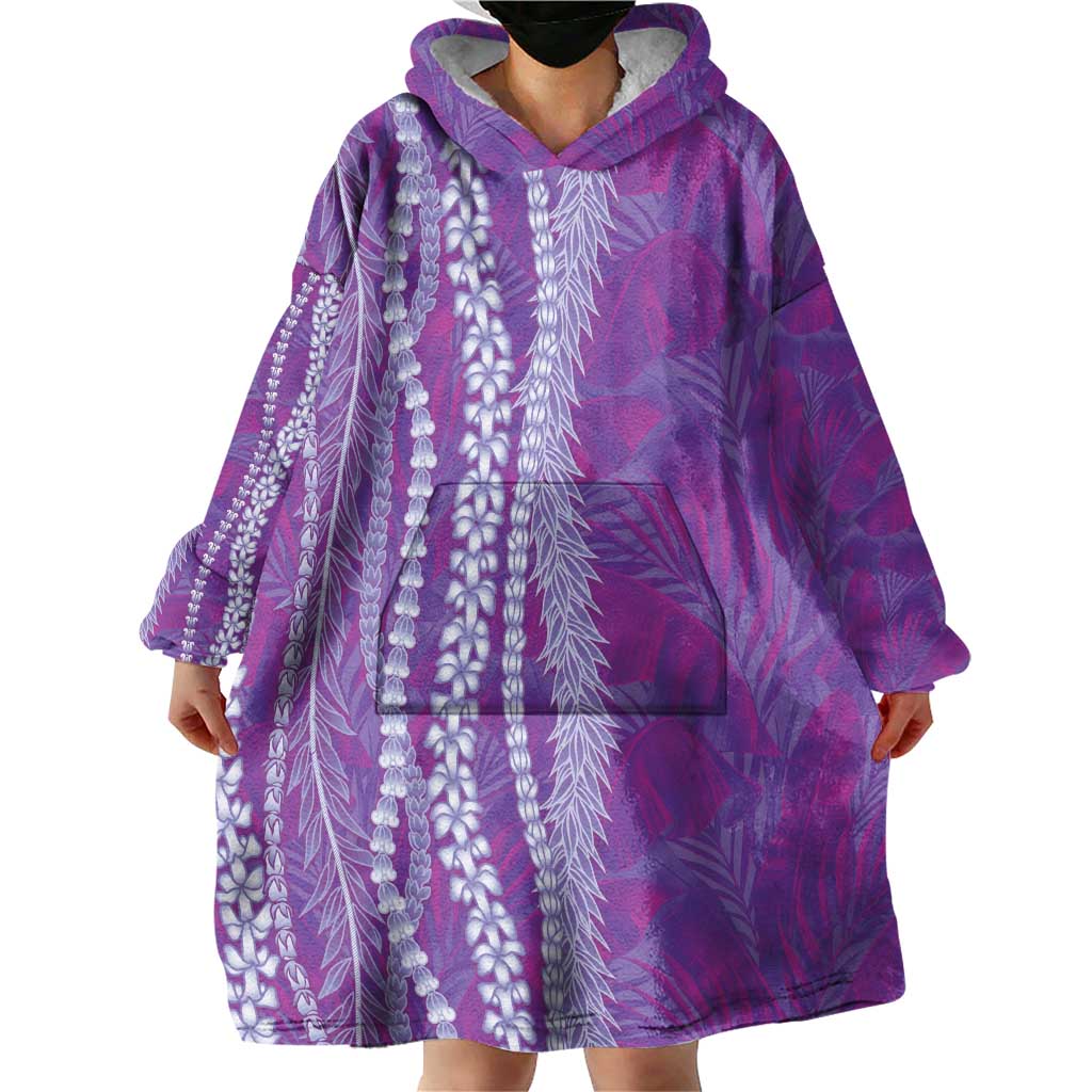 Hawaii Prince Kuhio Wearable Blanket Hoodie Violet Hawaiian Lau Maia With Leis LT05 - Polynesian Pride