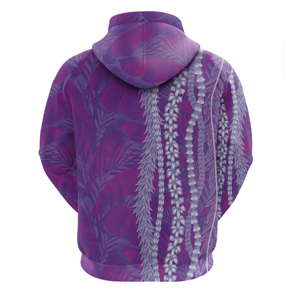 Hawaii Prince Kuhio Zip Hoodie Violet Hawaiian Lau Maia With Leis LT05 - Polynesian Pride