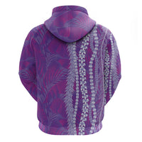 Hawaii Prince Kuhio Zip Hoodie Violet Hawaiian Lau Maia With Leis LT05 - Polynesian Pride