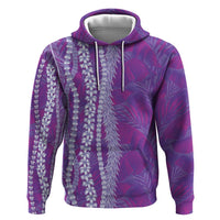 Hawaii Prince Kuhio Zip Hoodie Violet Hawaiian Lau Maia With Leis LT05 Pullover Hoodie Violet - Polynesian Pride