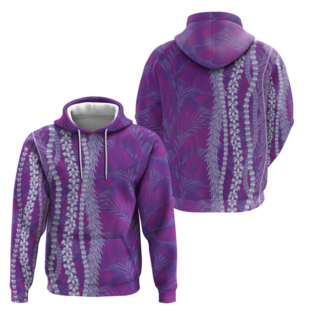 Hawaii Prince Kuhio Zip Hoodie Violet Hawaiian Lau Maia With Leis LT05 - Polynesian Pride