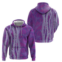 Hawaii Prince Kuhio Zip Hoodie Violet Hawaiian Lau Maia With Leis LT05 - Polynesian Pride