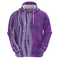 Hawaii Prince Kuhio Zip Hoodie Violet Hawaiian Lau Maia With Leis LT05 - Polynesian Pride