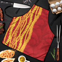 Hawaii Prince Kuhio Apron Red Hawaiian Lau Maia With Leis LT05 Red - Polynesian Pride
