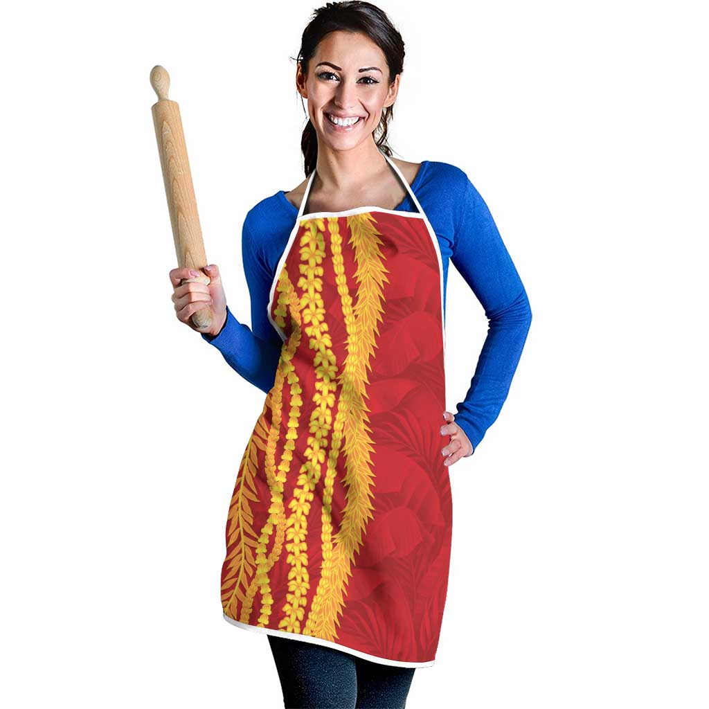 Hawaii Prince Kuhio Apron Red Hawaiian Lau Maia With Leis LT05 - Polynesian Pride