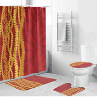 Hawaii Prince Kuhio Bathroom Set Red Hawaiian Lau Maia With Leis LT05 Bathroom Set (4 pcs) Red - Polynesian Pride
