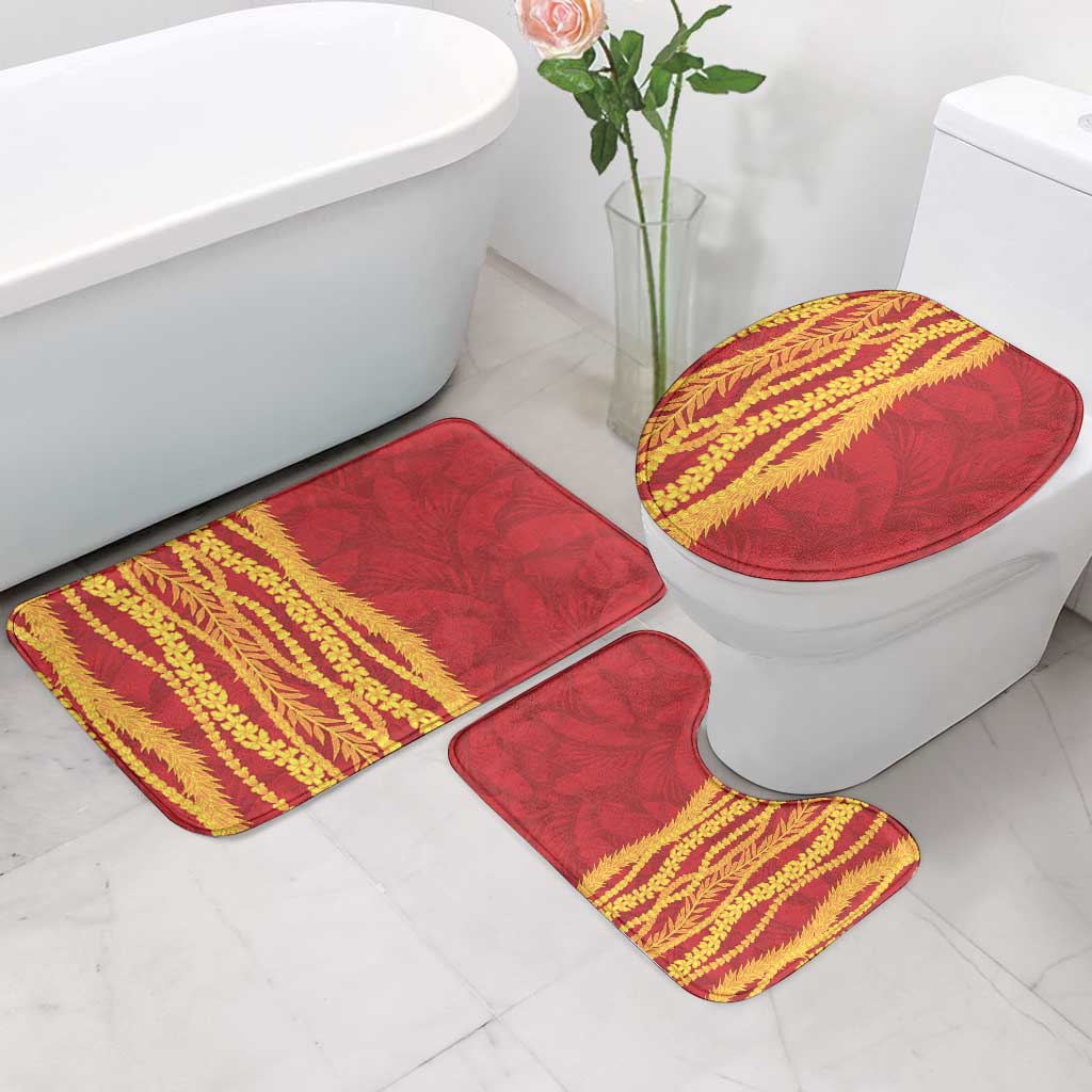 Hawaii Prince Kuhio Bathroom Set Red Hawaiian Lau Maia With Leis LT05 - Polynesian Pride