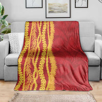 Hawaii Prince Kuhio Blanket Red Hawaiian Lau Maia With Leis LT05 - Polynesian Pride