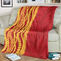 Hawaii Prince Kuhio Blanket Red Hawaiian Lau Maia With Leis LT05 - Polynesian Pride