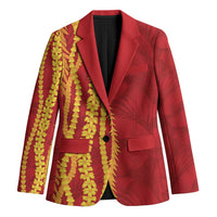 Hawaii Prince Kuhio Blazer Red Hawaiian Lau Maia With Leis LT05 Unisex Red - Polynesian Pride