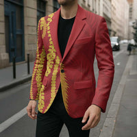 Hawaii Prince Kuhio Blazer Red Hawaiian Lau Maia With Leis LT05 - Polynesian Pride
