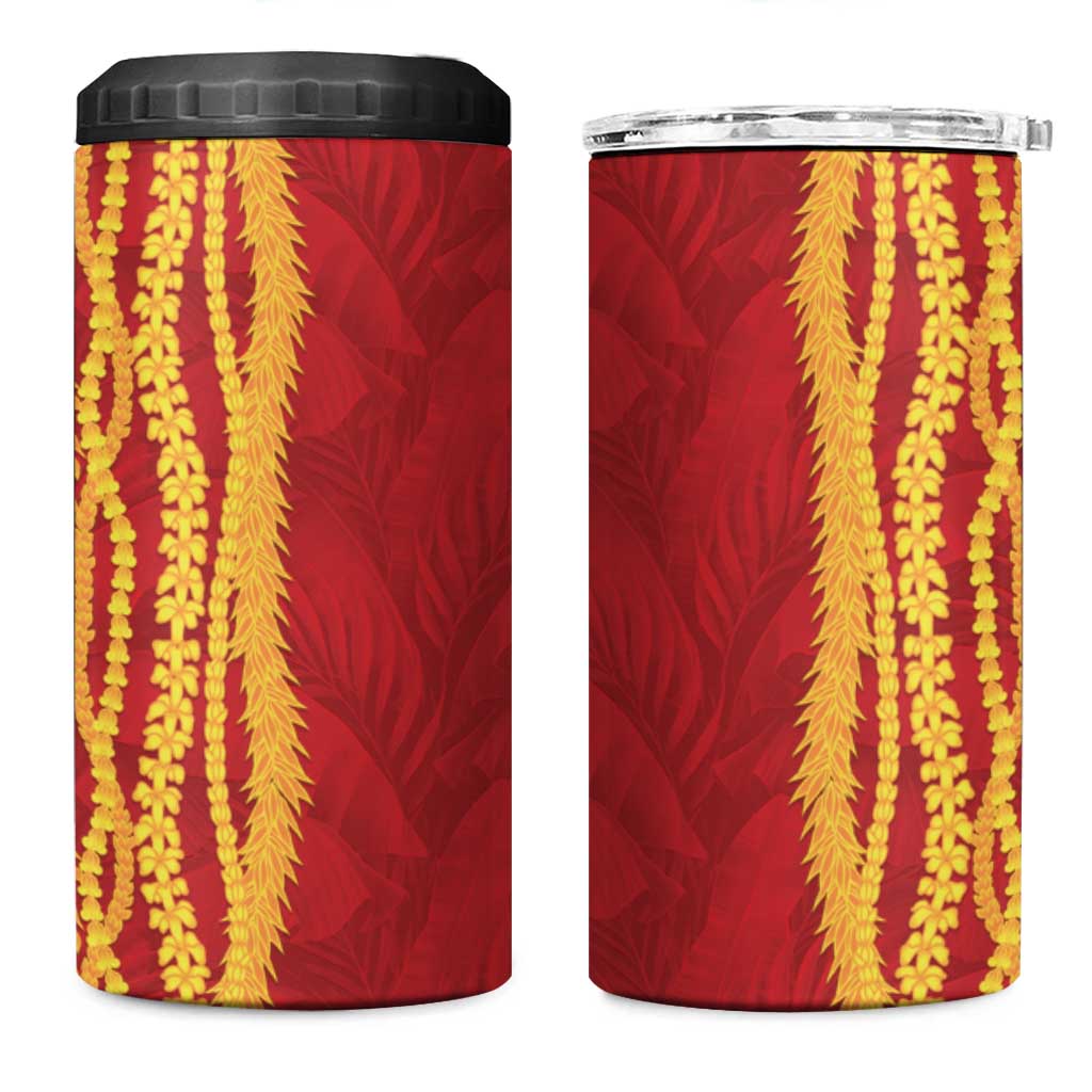 Hawaii Prince Kuhio 4 in 1 Can Cooler Tumbler Red Hawaiian Lau Maia With Leis LT05 One Size: 16 oz Red - Polynesian Pride