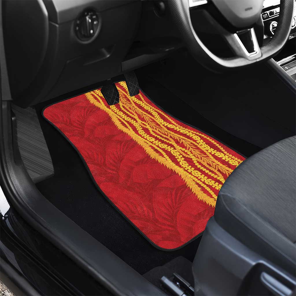 Hawaii Prince Kuhio Car Mats Red Hawaiian Lau Maia With Leis LT05 - Polynesian Pride