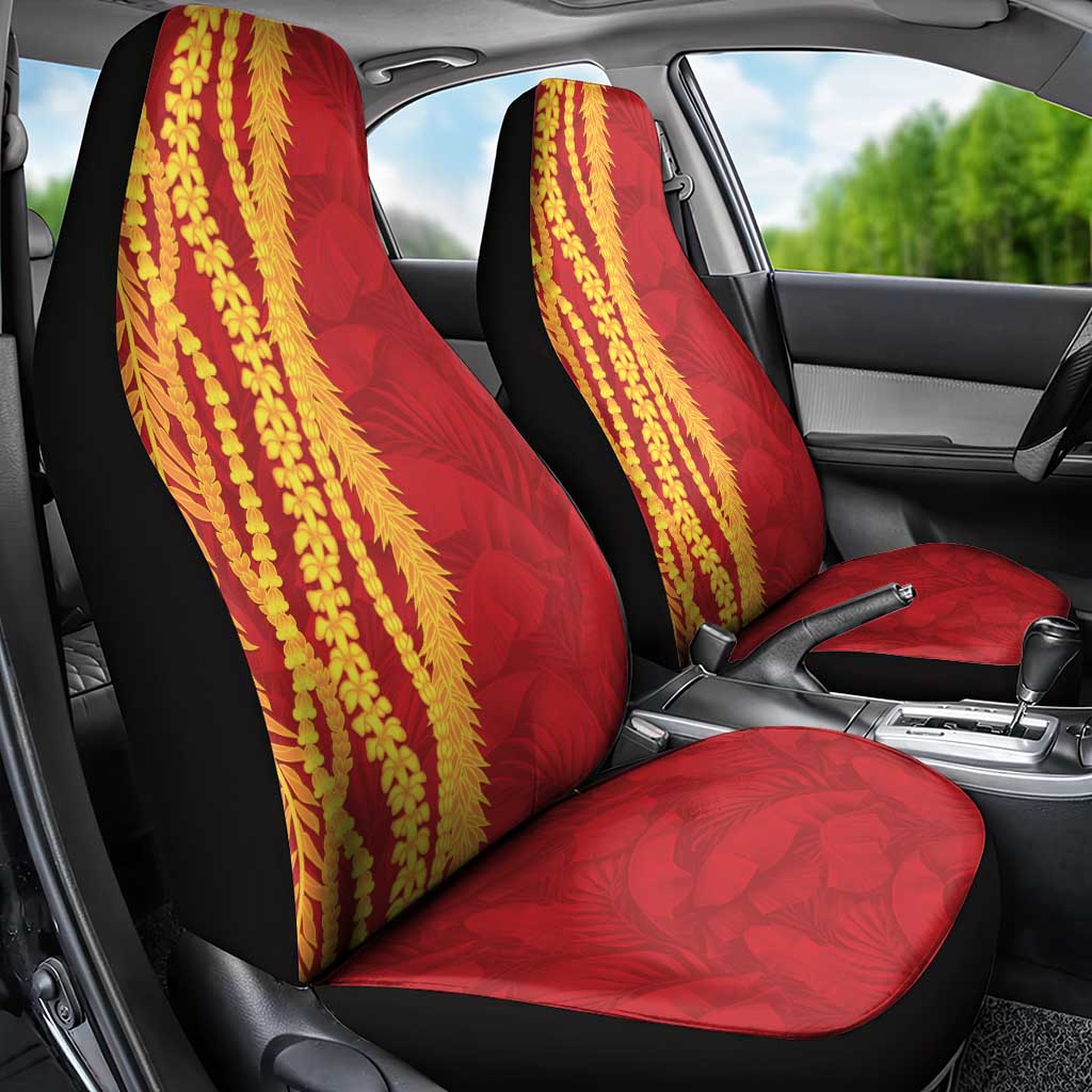 Hawaii Prince Kuhio Car Seat Cover Red Hawaiian Lau Maia With Leis LT05 - Polynesian Pride