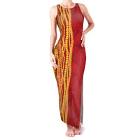 Hawaii Prince Kuhio Family Matching Tank Maxi Dress and Hawaiian Shirt Red Hawaiian Lau Maia With Leis