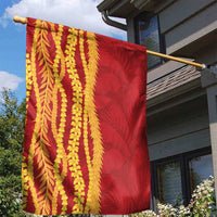Hawaii Prince Kuhio Garden Flag Red Hawaiian Lau Maia With Leis LT05 - Polynesian Pride